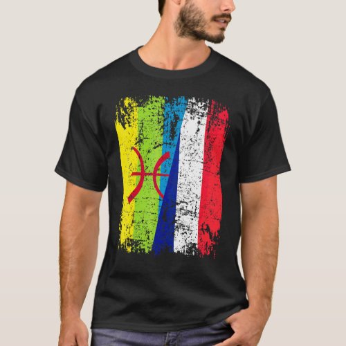 Amazigh Roots Half French Half Kabyl Flag T_Shirt