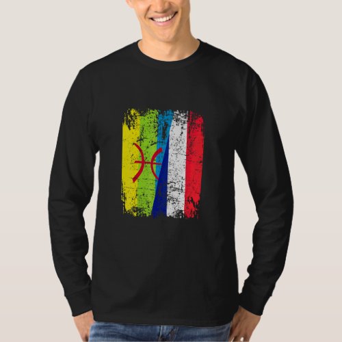 Amazigh Roots Half French Half Kabyl Flag  T_Shirt