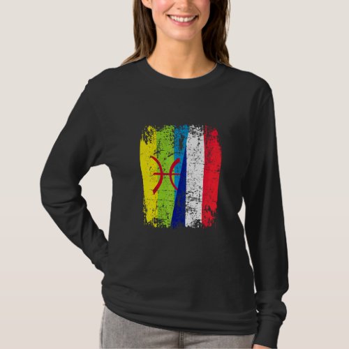 Amazigh Roots Half French Half Kabyl Flag  T_Shirt