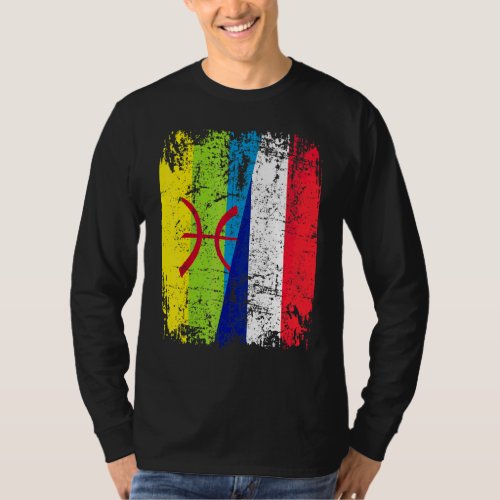 Amazigh Roots Half French Half Kabyl Flag T_Shirt