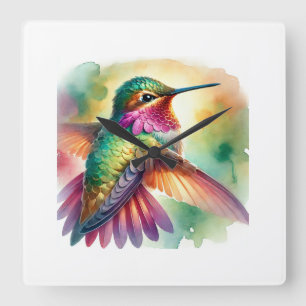 Amazilia Hummingbird 131024AREF144 - Watercolor Square Wall Clock