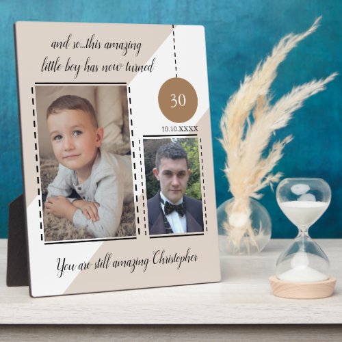 Amazing 30th Birthday name date brown photos Plaque