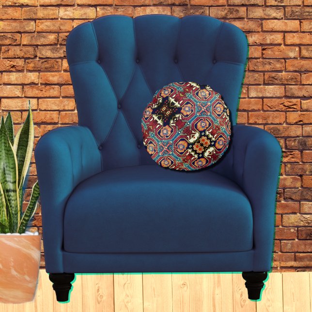 Amazing Abstract Antique Oriental Rug Design Round Pillow (Creator Uploaded)
