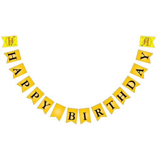 Amazing Abstract Black Gold Birthday Message Bunting Flags