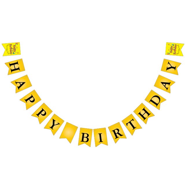 Amazing Abstract Black Gold Birthday Message Bunting Flags (All)