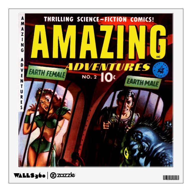Amazing Adventures #2 Retro Sci Fi Comic Book Wall Sticker (Front)
