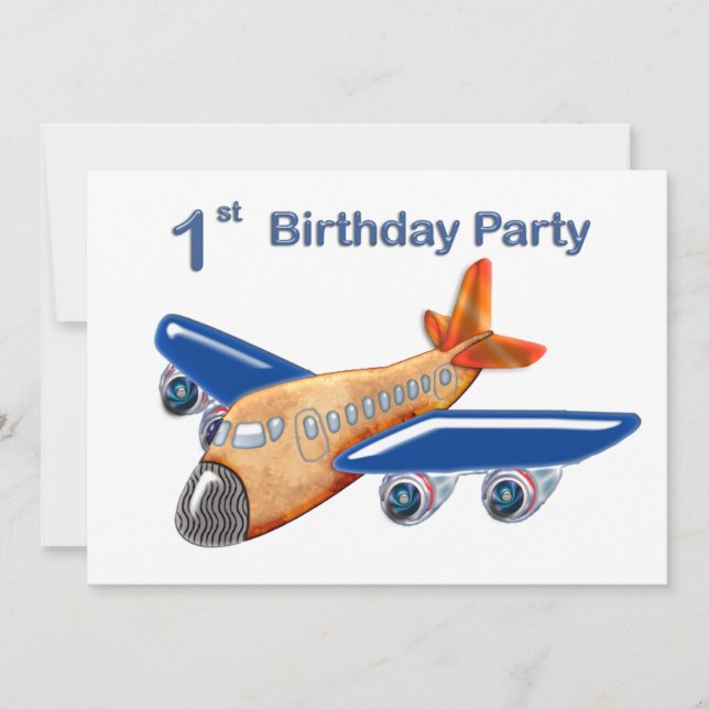 Amazing Airplane 1st Birthday Invitation (Front)