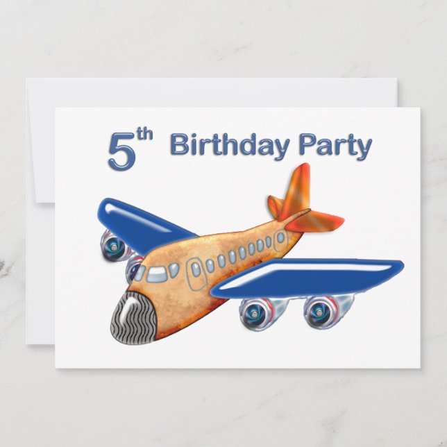 Amazing Airplane 5th Birthday Invitation (Front)