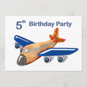Amazing Airplane 5th Birthday Invitation
