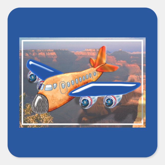 Amazing Airplane Aerial View Square Sticker (Front)