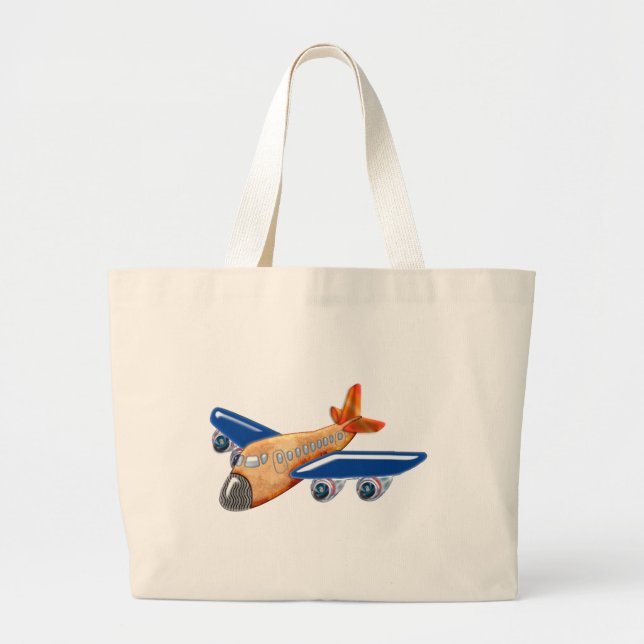 Amazing Airplane Large Tote Bag (Front)