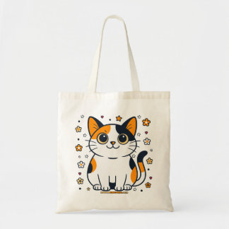 Amazing Alice Floral Calico Cat Tote Bag