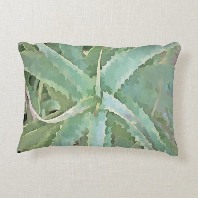 Amazing Aloe Vera Acrylic Art Accent Pillow (Back)