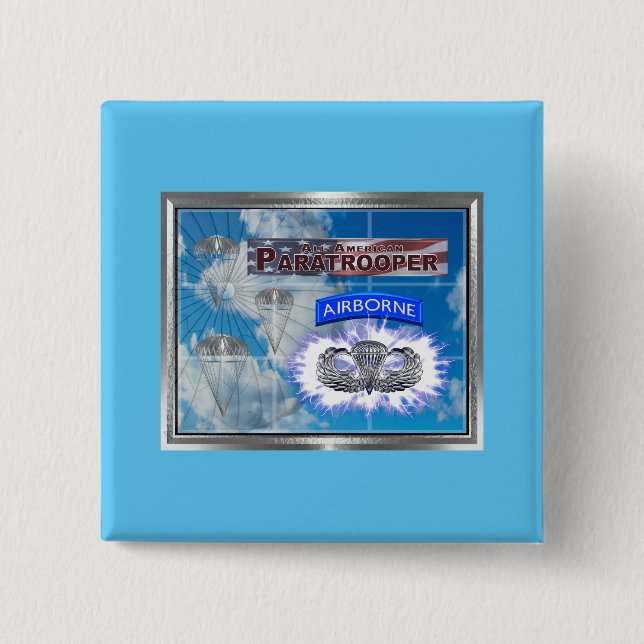 Amazing American Paratrooper and Flag Button (Front)