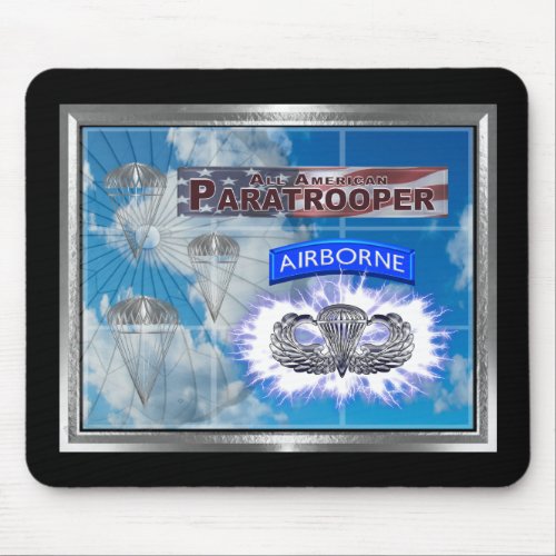 Amazing American Paratrooper and Flag Mouse Pad