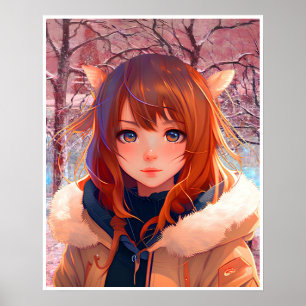 Amazing anime girl art poster