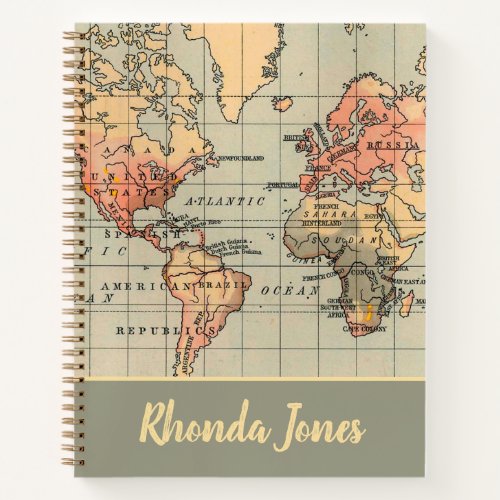 Amazing Antique World Map Notebook