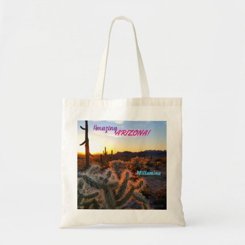 Amazing Arizona  Sunset  Saguaro Cactus  Tote Bag