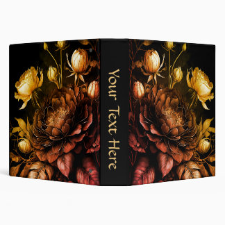 Amazing Arrangement Rust Accent Vintage Flowers 3 Ring Binder