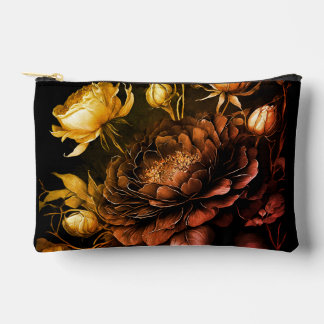 Amazing Arrangement Rust Accent Vintage Flowers Accessory Pouch