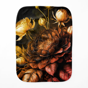 Amazing Arrangement Rust Accent Vintage Flowers Baby Burp Cloth