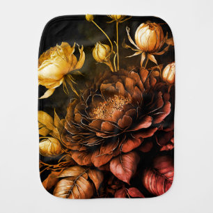 Amazing Arrangement Rust Accent Vintage Flowers Baby Burp Cloth