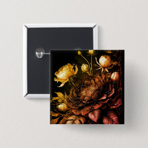 Amazing Arrangement Rust Accent Vintage Flowers Button