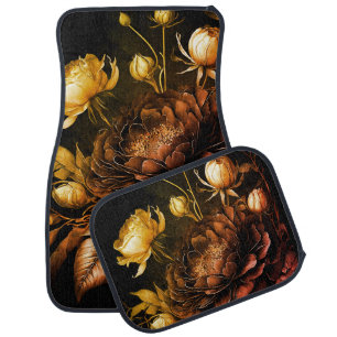 Amazing Arrangement Rust Accent Vintage Flowers Car Floor Mat