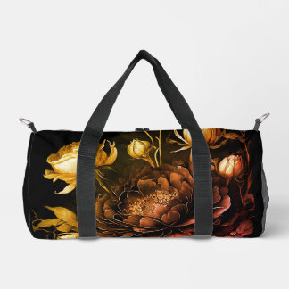 Amazing Arrangement Rust Accent Vintage Flowers Duffle Bag