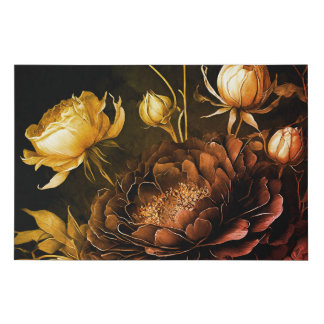 Amazing Arrangement Rust Accent Vintage Flowers Faux Canvas Print
