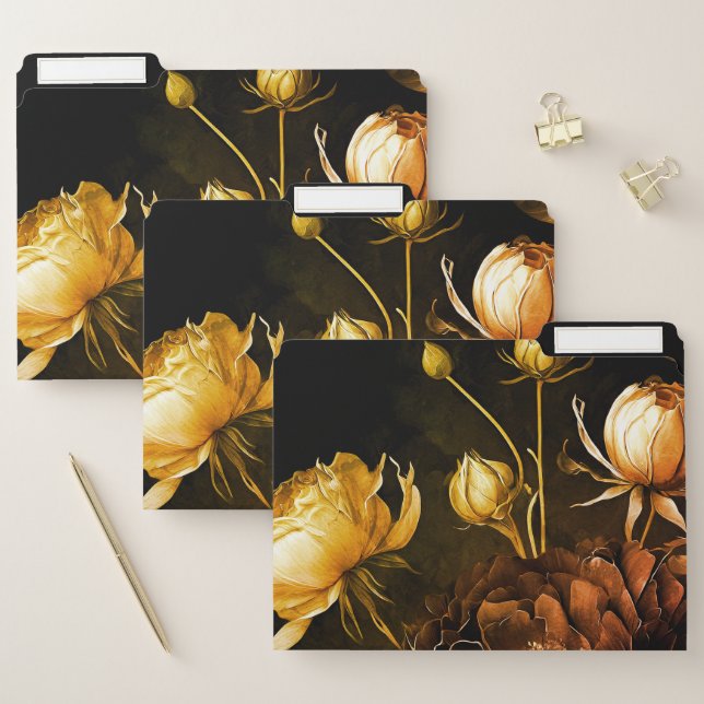 Amazing Arrangement Rust Accent Vintage Flowers File Folder (Set)