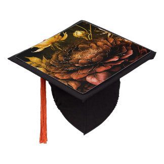 Amazing Arrangement Rust Accent Vintage Flowers Graduation Cap Topper