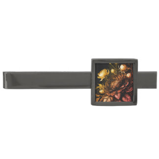 Amazing Arrangement Rust Accent Vintage Flowers Gunmetal Finish Tie Bar