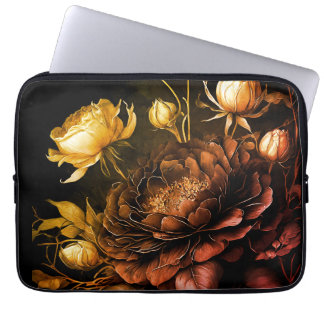 Amazing Arrangement Rust Accent Vintage Flowers Laptop Sleeve