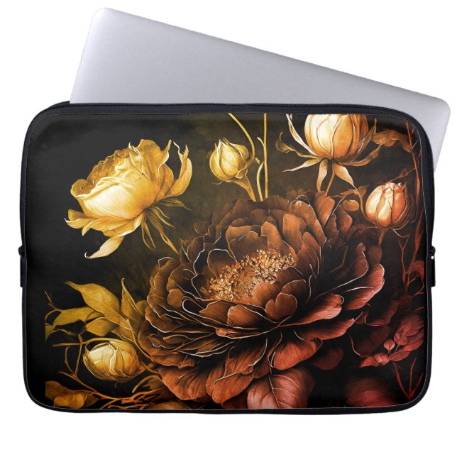 Amazing Arrangement Rust Accent Vintage Flowers Laptop Sleeve (Front)
