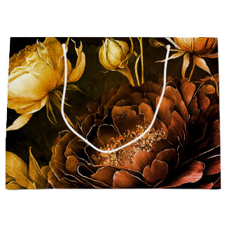 Amazing Arrangement Rust Accent Vintage Flowers Large Gift Bag