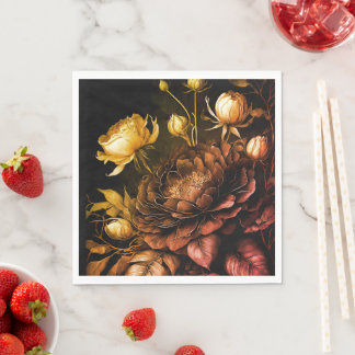 Amazing Arrangement Rust Accent Vintage Flowers Napkins