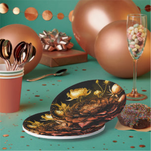 Amazing Arrangement Rust Accent Vintage Flowers Paper Plates