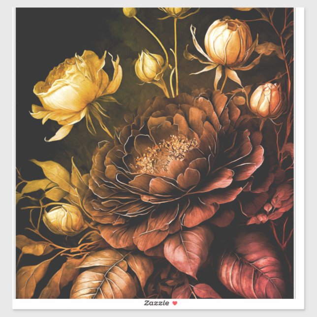 Amazing Arrangement Rust Accent Vintage Flowers Sticker (Sheet)