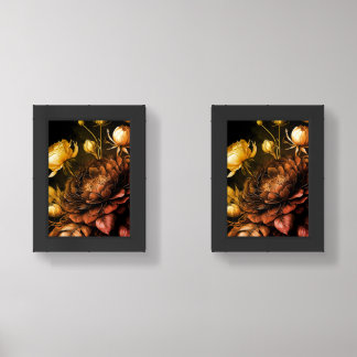 Amazing Arrangement Rust Accent Vintage Flowers Wall Art Sets