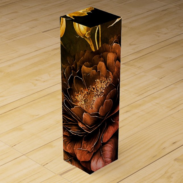 Amazing Arrangement Rust Accent Vintage Flowers Wine Box (Front)