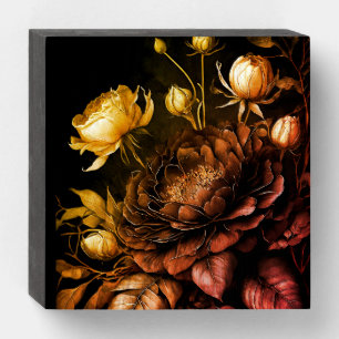 Amazing Arrangement Rust Accent Vintage Flowers Wooden Box Sign