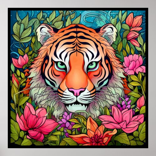 Amazing Art of Tiger in Jungle Poster