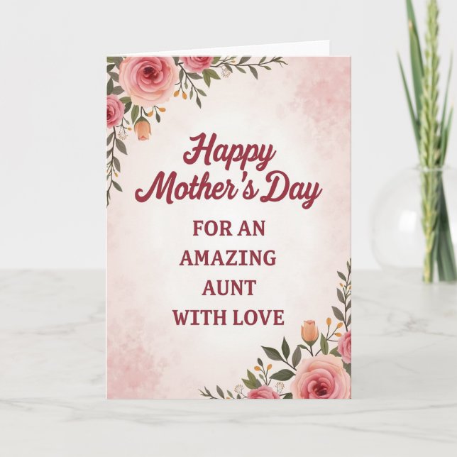 Amazing Aunt Blush Rose Card (Front)