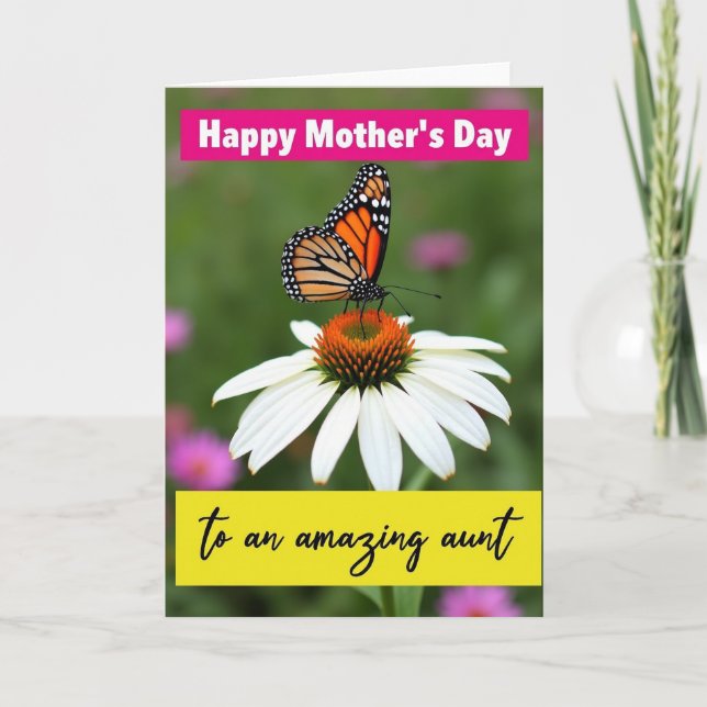 Amazing Aunt Butterfly Flower Card (Front)