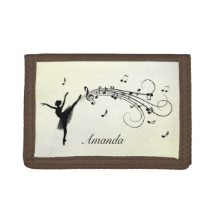 Amazing Ballerina Dancing w Music Yellow Personal  Tri-fold Wallet