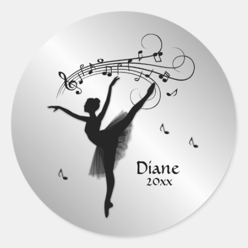Amazing Ballerina Dancing with Music Classic Round Sticker