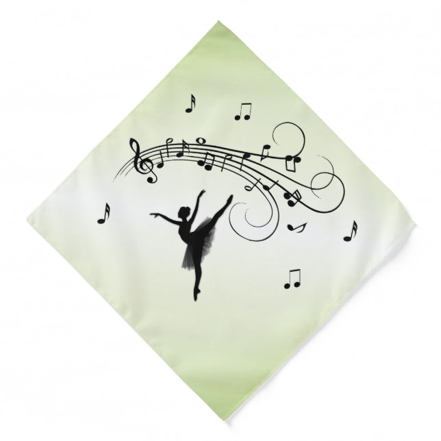 Amazing Ballerina Dancing with Music Green Bandana (Front)