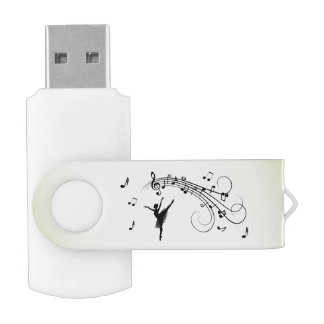 Amazing Ballerina Dancing with Music Green Flash Drive