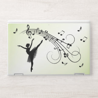 Amazing Ballerina Dancing with Music Green HP Laptop Skin